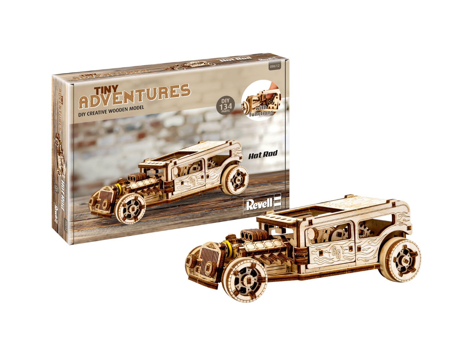 Revell Tiny Adventures - Hotrod (houten bouwset) afbeelding