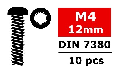 Team Corally - Staal schroeven M4 x 12mm - Laagbolkop binnenzeskant - 10 st (C-30113) afbeelding