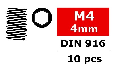 Team Corally - Staal stelschroeven M4 x 4mm - Binnenzeskant - 10 st (C-30160) afbeelding