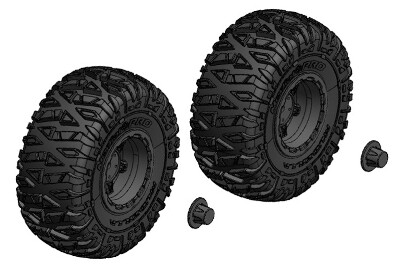 Team Corally - Tire and Rim Set - Truck - Black Rims - 1 Pair (C-00250-092-B) afbeelding