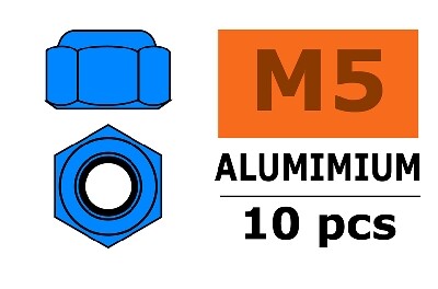 Zelfborgende zeskantmoer M5 "Blauw", Aluminium (10st) afbeelding