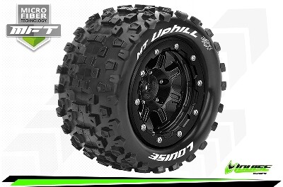 Louise MT-Uphill MFT banden op zwarte velgen - 1/2 offset - Traxxas Maxx afbeelding