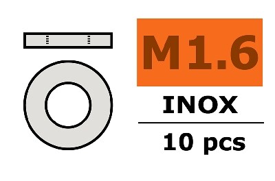 Vlakke sluitring, M1.6, Inox (10st) afbeelding