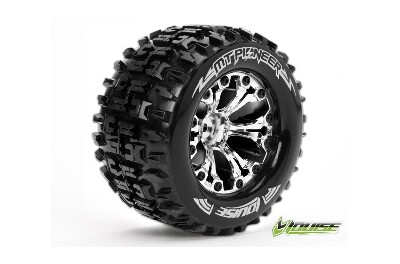 Louise MT-Pioneer Banden Set - 2.8" Velgen Chrome - 1/2" Offset - Hex 12mm (electro 2WD: FR, electro 4x4: FR/RR, nitro 2WD RR) afbeelding