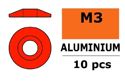Aluminium Washer voor M3 Button Head Screws (BD: 15mm) - Rood - 10st afbeelding
