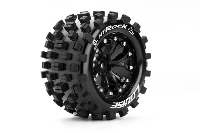 Louise MT-Rock Banden Set - 2.8" Velgen Zwart - 1/2" Offset - Hex 12mm (electro 2WD: FR, electro 4x4: FR/RR, nitro 2WD RR) afbeelding