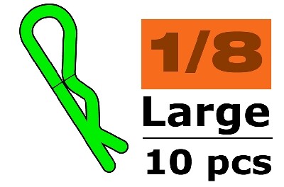 Body clips voor 1/8, groen, large, 45 graden gebogen (10 stuks) afbeelding