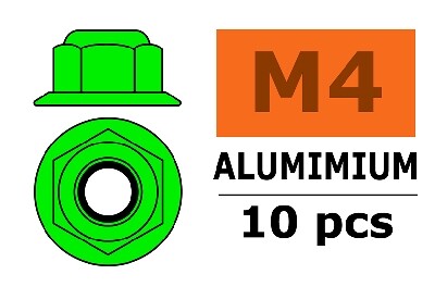 Zelfborgende zeskantmoer M4, met flens "Groen", Aluminium (10st) afbeelding