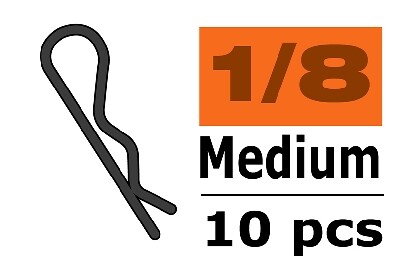 Body clips voor 1/8, zwart, medium, 45 graden gebogen (10 stuks)