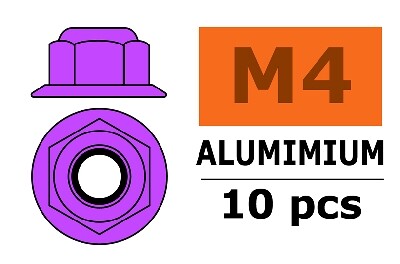 Zelfborgende zeskantmoer M4, met flens "Paars", Aluminium (10st) afbeelding