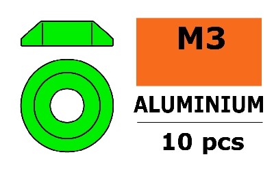 Aluminium Washer voor M3 Button Head Screws (BD: 10mm) - Groen - 10st afbeelding