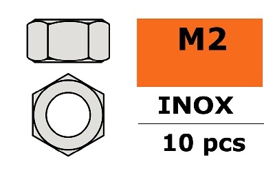 Zeskantmoer - M2 - Inox - 10 st afbeelding