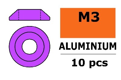 Aluminium Washer voor M3 Button Head Screws (BD: 10mm) - Paars - 10st - TopRC