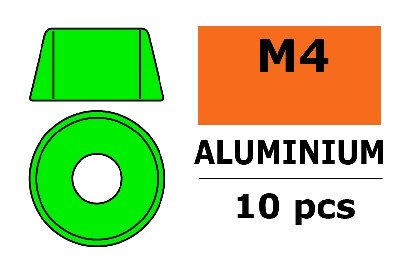 Aluminium Washer voor M4 Socket Head Screws (BD: 10mm) - Groen - 10st afbeelding