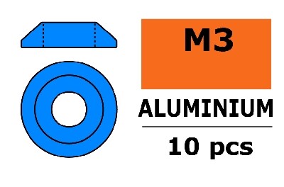 Aluminium Washer voor M3 Button Head Screws (BD: 10mm) - Blauw - 10st