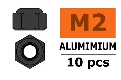 Zelfborgende zeskantmoer M2 "Gun Metal", Aluminium (10st)