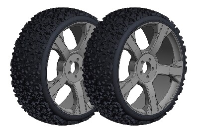 Off-Road 1/8 Buggy Tires - Ninja - Low Profile - Glued on Black Rims - 1 pair (C-00180-376) afbeelding