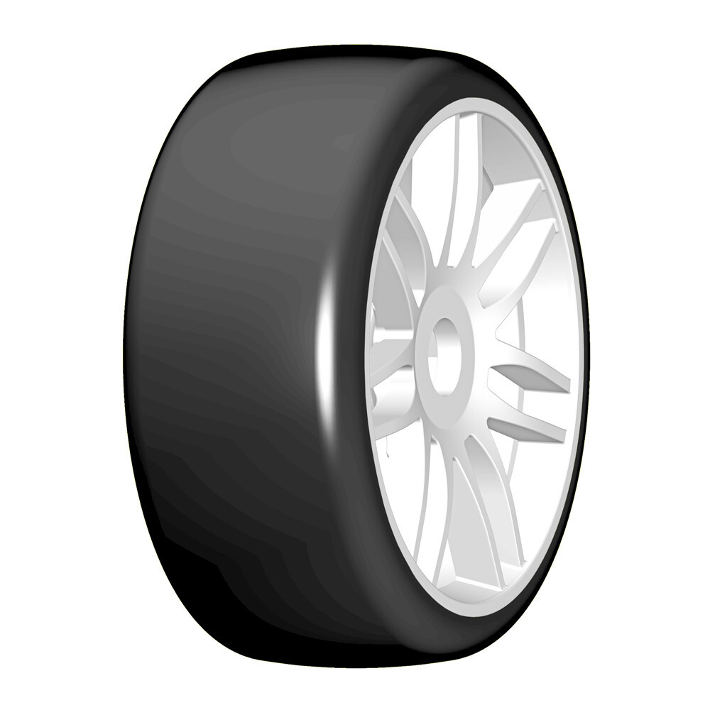 GRP T02 SLICK - S3 Soft - Mounted on New Spoked White Wheel - 1 Pair - TopRC