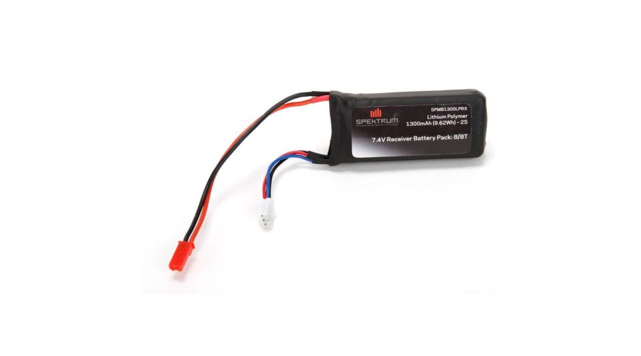 7.4V 1300mAh 2S 5C LiPo Rx Pack with JST Connector (SPMB1300LPRX) afbeelding