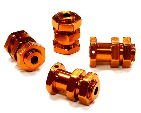 Integy Billet Extended Wheel Hub 17mm Hex, Orange - Traxxas Bandit/Slash/Rustler/Stampede 2WD