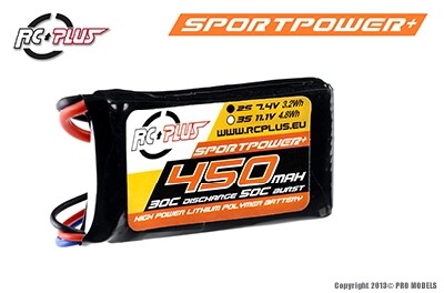 RC Plus Lipo 30c 7,4 volt 450mah met BEC stekker