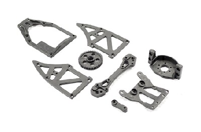 Ishima - Servo Top Plate + Motor Holder +Rear Shock Tower + Side Plates B +Servo Arm + Spur Gear 51T (ISH-010-002) afbeelding
