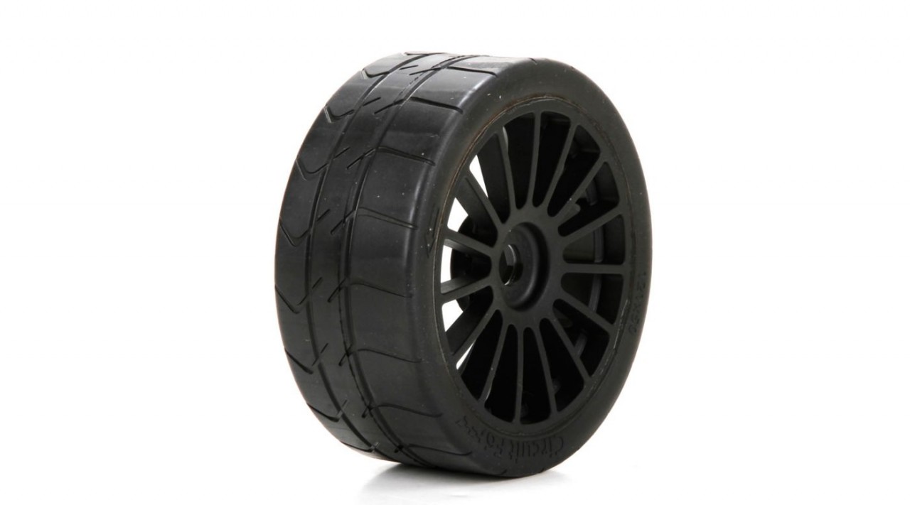 Long Wear Tire, Black Wheel, Mounted (2) (LOS45009)