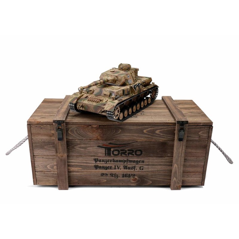 Torro Pro-Edition RC Tank 1/16 PzKpfw IV Ausf. G camo BB 2.4Ghz in luxe houten krat