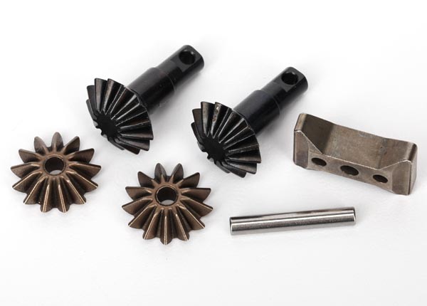 Gear set, differential (output gears (2)/ spider gears (2)/ spider gear shaft, carrier support) (TRX-6882X) afbeelding