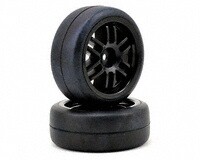 Tires and wheels, assembled, glued (Rally wheels, black , 1.9 Gymkhana slick tires) (2)