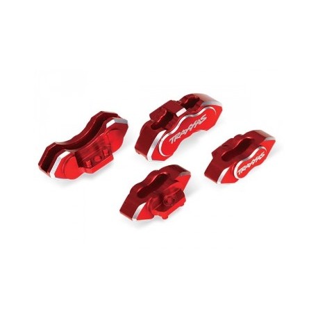 Brake calipers, 6061-T6 aluminum (red-anodized), front (2)/ rear (2) (TRX-8367R) afbeelding