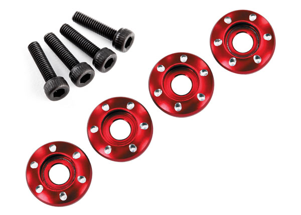 Wheel nut washer, machined aluminium, red / 3x12mm CS (4) (TRX-7668R) afbeelding