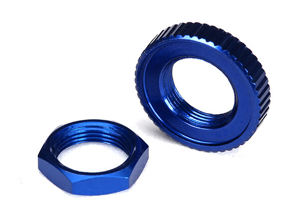 Servo saver nuts, aluminum, blue-anodized (hex (1), serrated (1)) afbeelding
