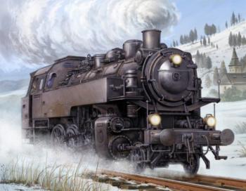 The 1:35 Model Kit of a DampfLocomotive BR86.

Plastic Kit 
Glue not included
Dimension 393 * 122 mm
677 Plastic Parts
The manufacturer of the kit is Trumpeter.This kit is on