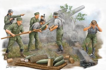 Trumpeter 1/35 German Field Howitzer Gun Crew on firing afbeelding