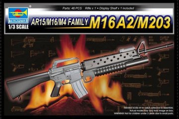 Trumpeter 1/2 AR15/M16/M4 FAMILY-M16A2/M203 afbeelding