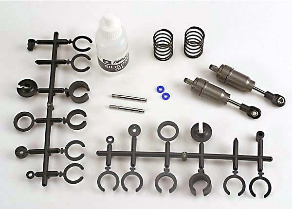 Big bore shocks (short) (hard-anodized & teflon-coated t6 aluminum) (assembled with tin shafts w/ springs)(f/r)(2) (note: assembled with 32mm shaft... afbeelding
