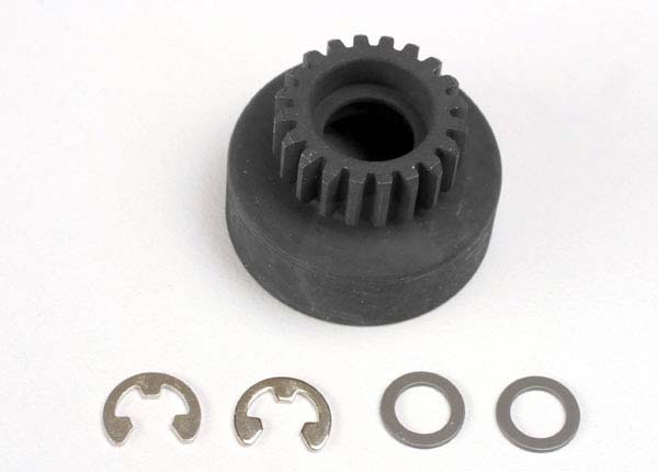Clutch bell, (20-tooth)/ 5x8x0.5mm fiber washer (2)/ 5mm e-clip (requires #4611-ball bearings, 5x11x4mm (2) afbeelding