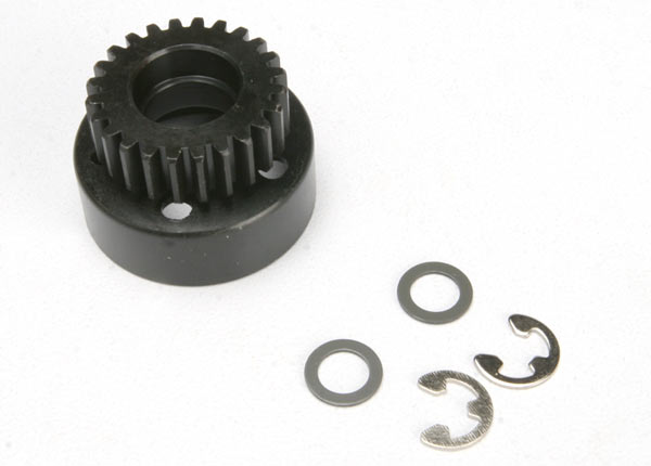 Clutch bell, (24-tooth)/ 5x8x0.5mm fiber washer (2)/ 5mm e-clip (requires #4611-ball bearings, 5x11x4mm (2)) afbeelding