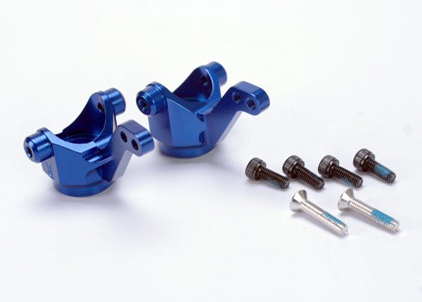 Steering blocks/ axle housings, blue-anodized 6061-t6 aluminum/ (l&r) w/ metal inserts(3x4.5x5.5mm) (2) afbeelding