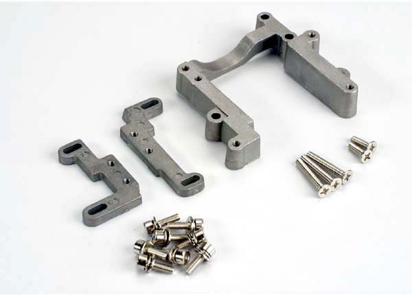 Engine mount, 2 piece, aluminum (w/ screws) (n. rustler/sport) afbeelding