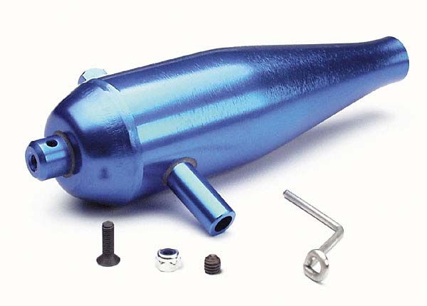 Tuned pipe, high performance (aluminum) (blue-anodized)/ pipe hanger/ screws/ nuts (requires #4941) afbeelding