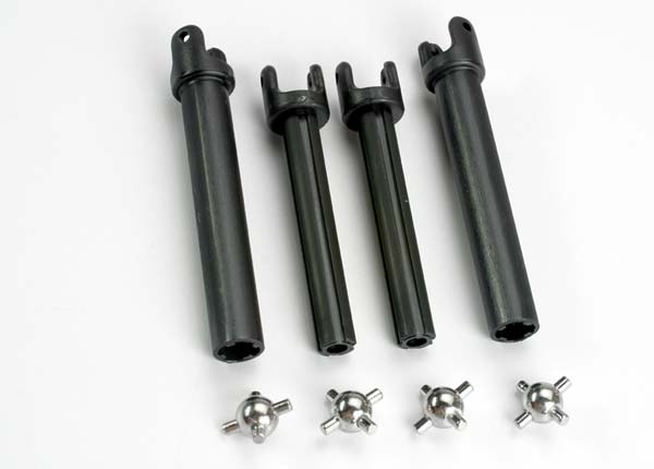 Half shafts, long (heavy-duty) (external-splined (2) & internal-splined (2))/ metal u-joints (4)