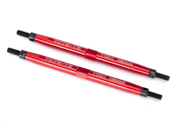Toe links, maxx (tubes red-anodized, 7075-t6 aluminum, stronger than titanium) (112mm, front) (2)/ rod ends (4)/ aluminum wrench (1) afbeelding