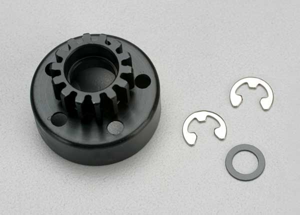 Clutch bell (14-tooth)/5x8x0.5mm fiber washer (2)/ 5mm e-clip (requires 5x10x4mm ball bearings part #4609) (1.0 metric pitch) afbeelding