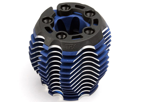 Cooling head, powertune (machined aluminum, blue-anodized) (trx 3.3), head protector (1), 3x6mm ccs (5)