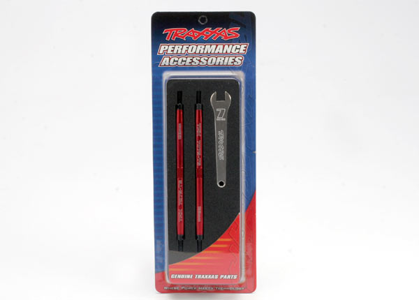 Toe links, revo (tubes red-anodized, 7075-t6 aluminum, stronger than titanium) (128mm, fits front or rear) (2)/ rod ends, rear (4)/ rod ends, front... afbeelding