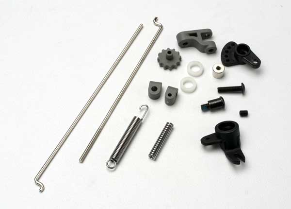 Linkage set, throttle & brake, revo-slayer (includes servo horns, rod guides, brake spring, brake adjustment dial, brake lever, rods (wires), bellc...
