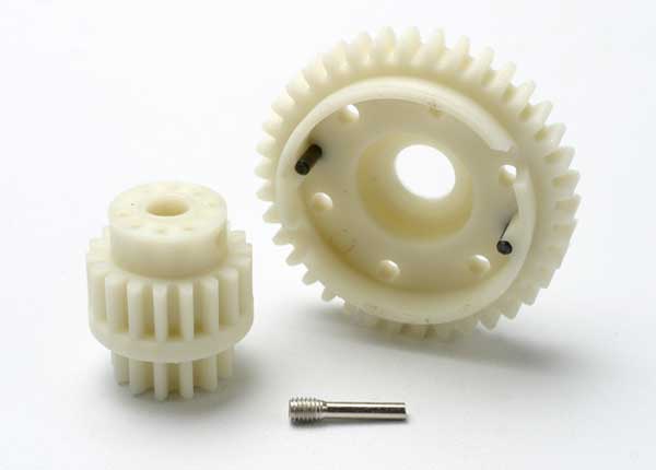 Gear set, 2-speed wide ratio (2nd speed gear 38t, 13t-18t input gears, hardware) afbeelding
