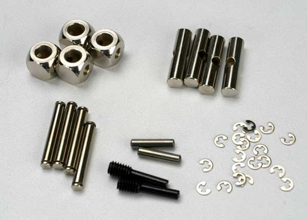 U-joints, driveshaft (carrier (4)/ 4.5mm cross pin (4)/ 3mm cross pin (4)/ e-clips (20)) (metal parts for 2 driveshafts) afbeelding